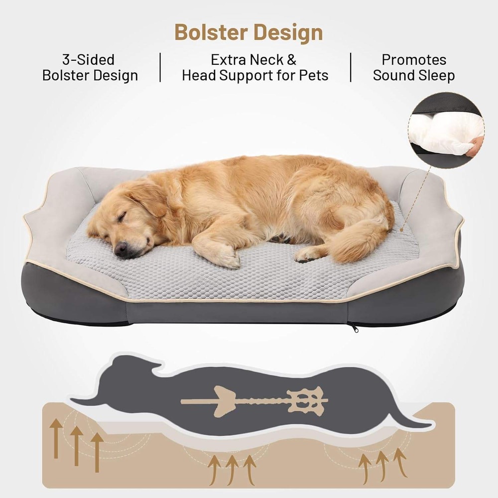 Premium Orthopedic Dog Bed Bolster Design Waterproof Washable- Size (24" x 29") - Picture 2 of 7